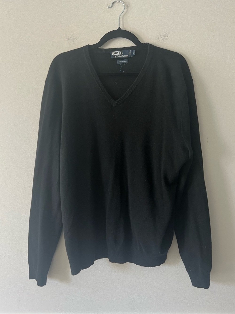 Polo Ralph Lauren 100% Cashmere Black V Neck Sweater Men’s XL Luxury
